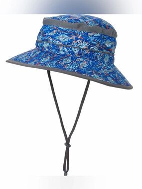 Sunday Afternoons 3-6 yrs M Blue Fish Print Fun Drawstring Bucket Hat